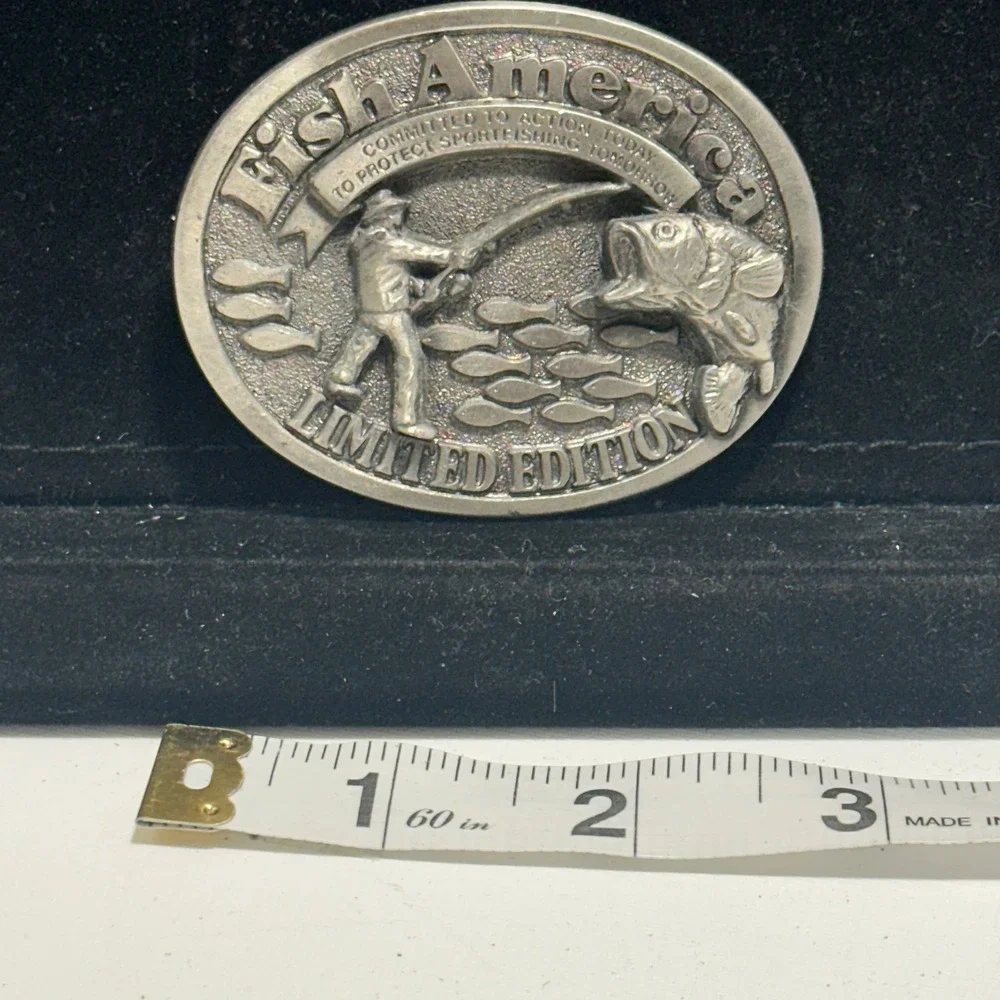 Fish America Vintage Trout Fishing Angler Limited Edition Collector Belt Buckle